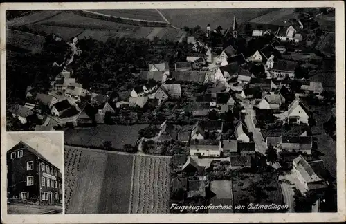 Ak Gutmadingen Geisingen im Kreis Tuttlingen, Fliegeraufnahme, Gasthaus zum Adler, Handlung