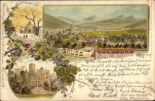 Litho Bad Godesberg Bonn am Rhein, Godesburg, Panorama