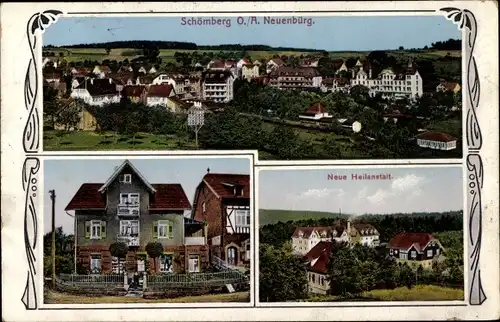 Ak Schömberg im Schwarzwald Württemberg, Gesamtansicht, Neue Heilanstalt, Wohnhaus