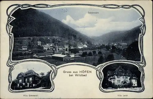 Ak Höfen an der Enz Schwarzwald, Gesamtansicht, Villa Commerell, Villa Lorch