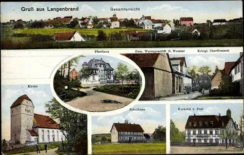 Ak Langenbrand Schömberg im Schwarzwald Württemberg, Kirche, Pfarrhaus, Oberförsterei, Kurhotel