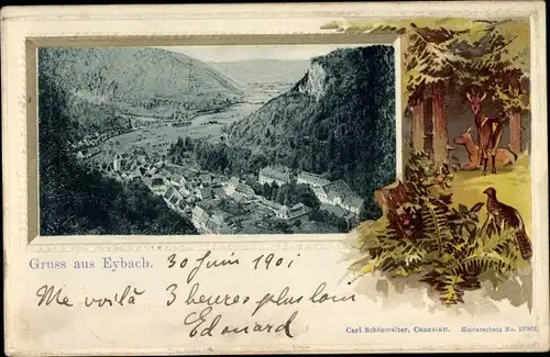 Präge Passepartout Ak Eybach Geislingen an der Steige, Panorama