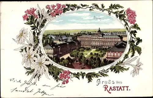 Passepartout Litho Rastatt, Schloss mit Parkanlage