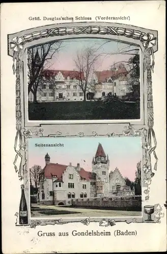 Passepartout Ak Gondelsheim in Baden, Gräflich Douglas'sches Schloss