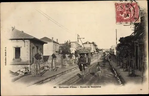 Ak Oran Algerien, Route de Gambetta, Straßenbahn