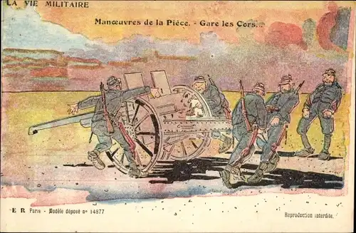 Ak Französische Soldaten, Geschütz, La Vie Militaire, Manoeuvres de la Piece