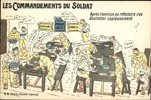 Ak Französische Soldaten, Soldatenleben, Kantine, Les Commandements du Soldat
