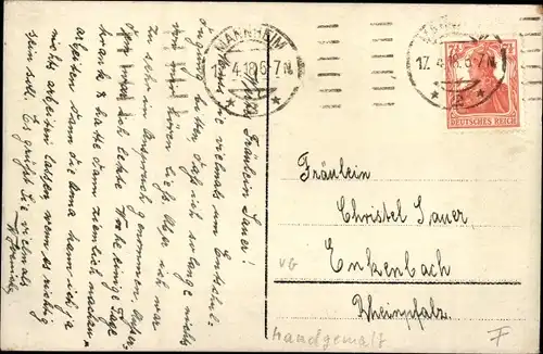 Handgemalt Ak Landschaft mit Baum und Feld