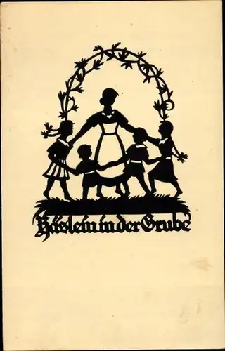 Scherenschnitt Ak Schwindt, A.M., Häslein in der Grube saß...