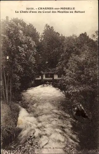 Ak Charmes sur Moselle Vosges, La Chute d'eau du Canal des Moulins au Battant, Wasserfall