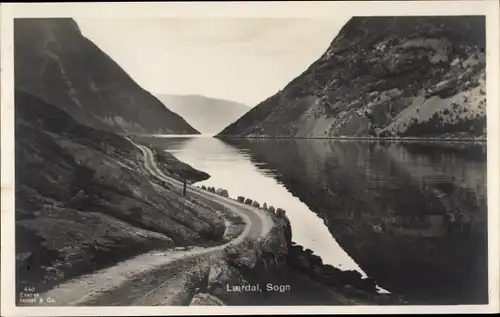 Ak Laerdal Soeren Fjord Norwegen, Bucht, Uferstraße