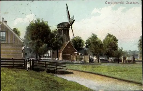 Ak Zaandam Zaanstad Nordholland, Oostzijderveld, Windmühle