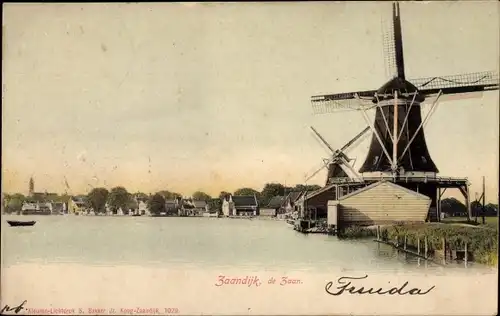 Ak Zaandijk Nordholland, de Zaan, Windmühle