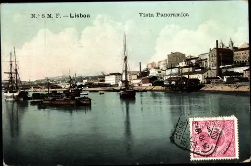 Ak Lisboa Lissabon Portugal, Vista Panoramica, Uferansicht, Schiffe