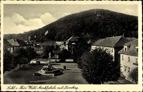 Ak Suhl in Thüringen, Marktplatz, Domberg