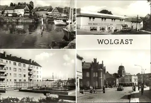 Ak Wolgast in Mecklenburg Vorpommern, Hafen, Hufelandstraße, Kaufhalle am Lustwall