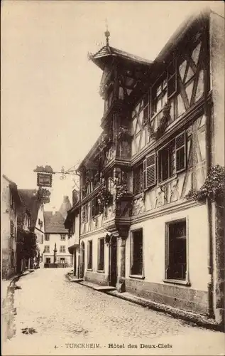 Ak Turckheim Haut Rhin Lothringen Elsass, Hôtel des Deux Clefs et Restaurant