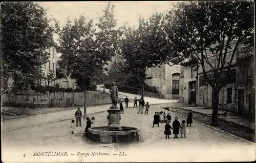 Ak Montélimar Drôme, Rampe Narbonne, Brunnen, Kinder