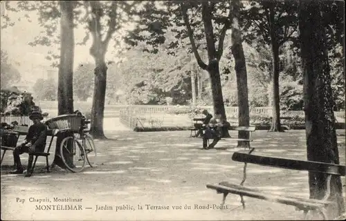 Ak Montélimar Drôme, Jardin public, la Terrasse vue du Rond Point