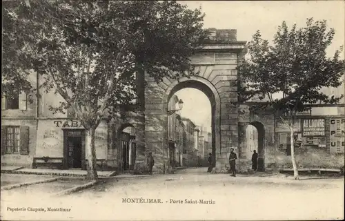 Ak Montélimar Drôme, Porte Saint Martin, Tabakwarenhandlung