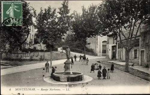 Ak Montélimar Drôme, Rampe Narbonne, Brunnen, Kinder