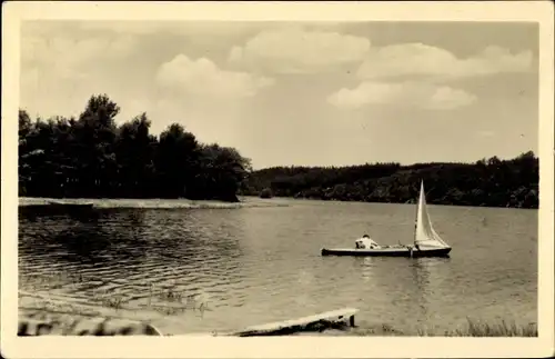 Ak Werdau in Sachsen, Koberbachtalsperre, Segelboot