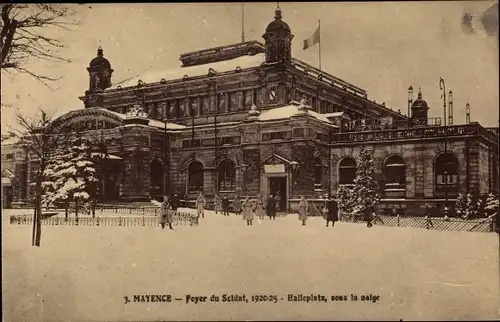 Ak Mainz am Rhein, Foyer du Soldat, Halleplatz, Soldaten, Winter