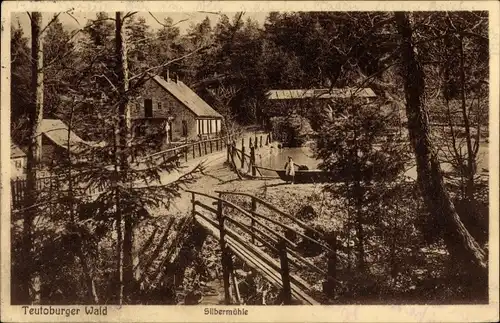 Ak Horn Bad Meinberg im Kreis Lippe, Silbermühle, Holzbrücke, Kind