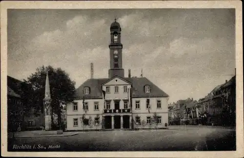 Ak Rochlitz an der Mulde, Markt, Rathaus