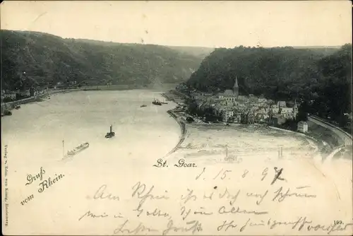 Ak St. Goar am Rhein, Burg Rheinfels, Panorama