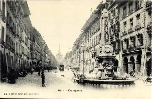 Ak Bern Stadt Schweiz, Kramgasse, Brunnen