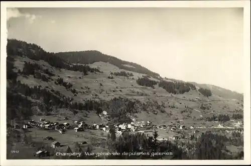 Ak Champéry Kanton Wallis, Vue generale depuis les galeries, Gesamtansicht mit Umgebung