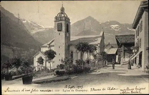 Ak Champéry Kanton Wallis, Eglise, Kirche, Außenansicht