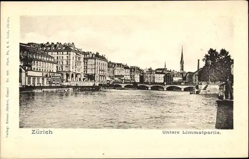 Ak Zürich Stadt Schweiz, Untere Limmatpartie, Brücke