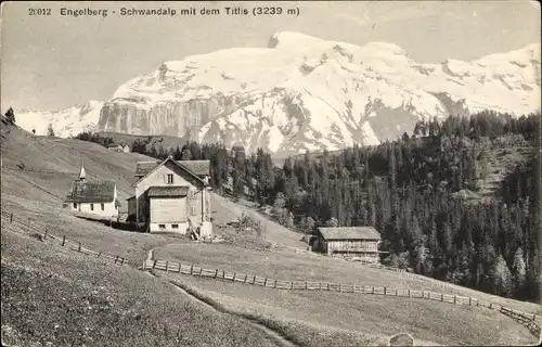 Ak Engelberg Kanton Obwalden Schweiz, Schwandalp mit dem Titlils