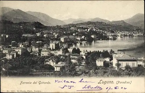 Ak Lugano Paradiso Kanton Tessin Schweiz, Ferrovia del Gottardo, See