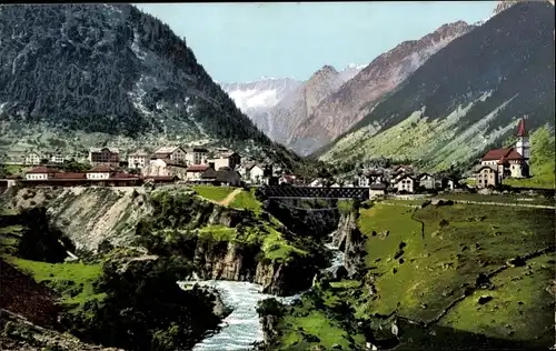 Ak Göschenen Kanton Uri, Panorama mit Dammagletscher