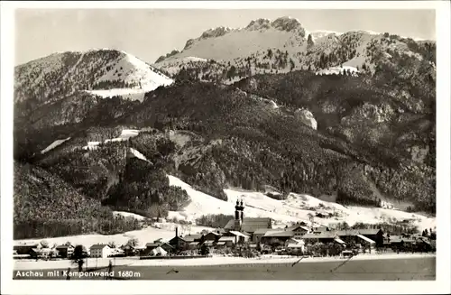 Ak Aschau im Chiemgau Oberbayern, Kampenwand, Schnee, Winterlandschaft