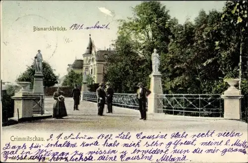 Ak Crimmitschau in Sachsen, Bismarckbrücke