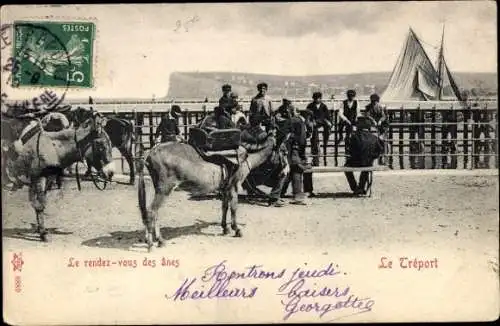 Ak Le Tréport Seine Maritime, Le rendezvous des ânes, Esel