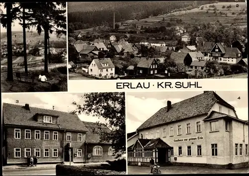 Ak Erlau Schleusingen in Thüringen, Konsum Gaststätte Zur Erholung, Gasthaus zur grünen Erle