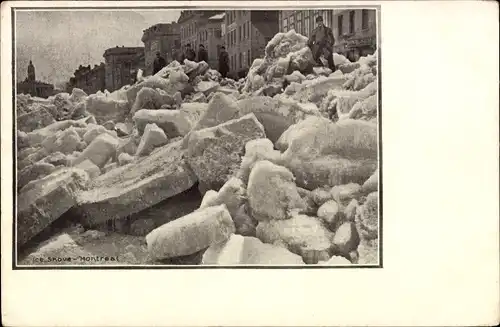 Ak Montreal Québec Kanada, Ice, aufgetürmte Eisbrocken