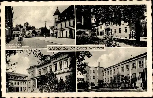 Ak Glauchau an der Zwickauer Mulde Sachsen, Ersatz Kaserne, Geschäft Kleindienst, Chemnitzer Platz