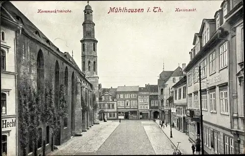 Ak Mühlhausen in Thüringen, Kornmarkt, Kornmarktskirche