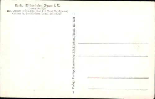 Ak Syrau Rosenbach im Vogtland, Restaurant Höhlenheim