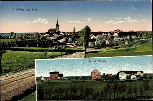 Ak Großenstein in Thüringen, Am Bahnhof, Panorama