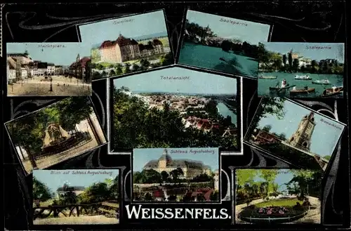 Ak Weißenfels an der Saale, Marktplatz, Seminar, Saalepartie, Schloss Augustusburg, Bismarckturm