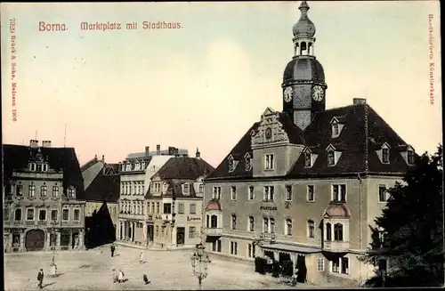 Ak Borna in Sachsen, Marktplatz und Stadthaus