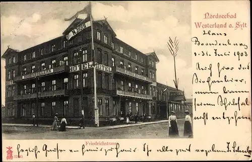 Ak Westerland auf Sylt, Friedrichstrasse, Hotel Hohenzollern