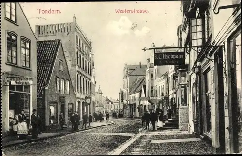 Ak Tønder Tondern Dänemark, Westerstraße, Geschäft B. L. Hartmann